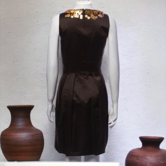 Antonio Melani Coco Brown Satin Sleeveless Sheathe Dress Size 6 - Picture 3 of 8